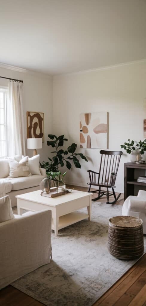 Picture of 20 Cozy Minimalist Farmhouse Living Room Ideas - The Mega Mom