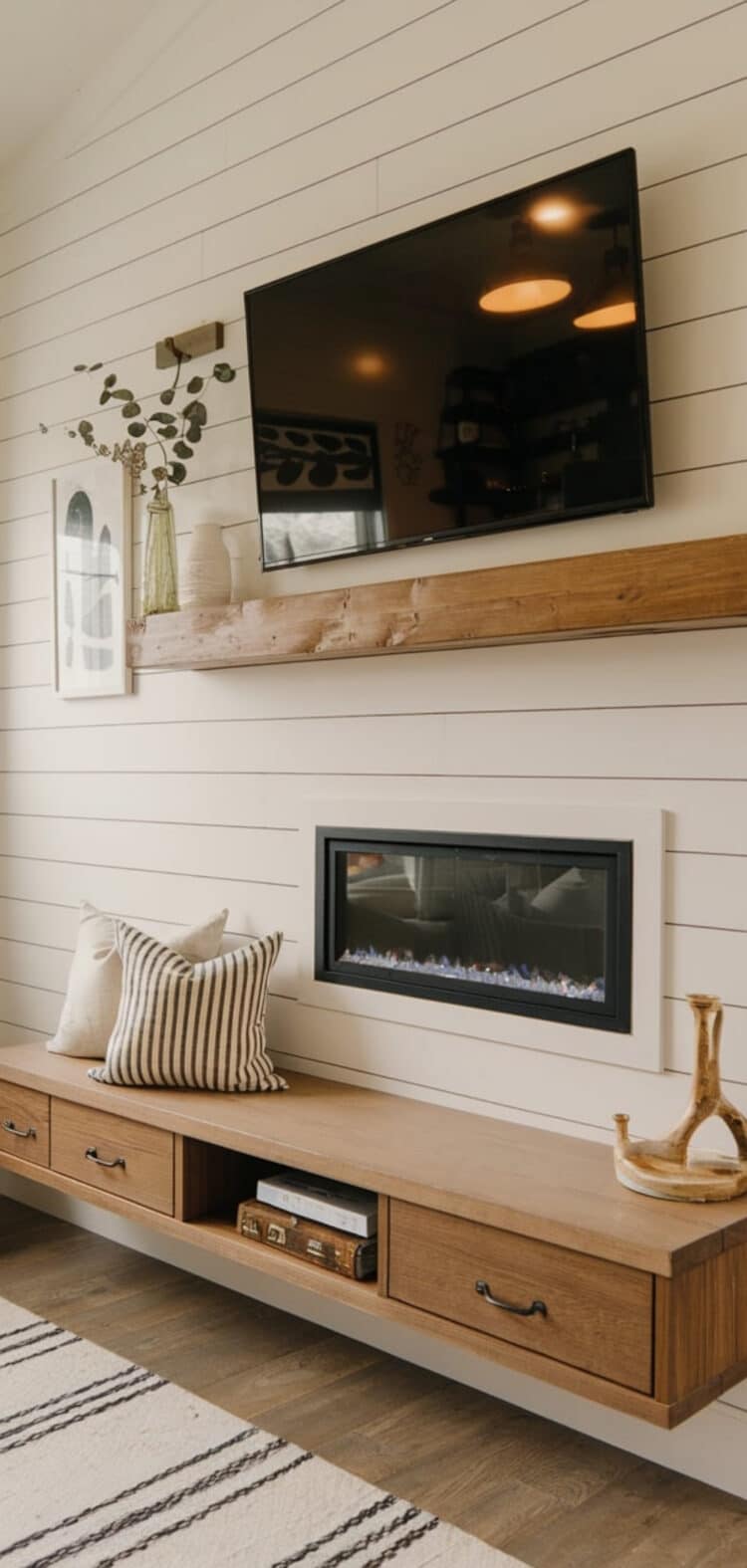 Shiplap Wall Fireplace and TV: Blending Warmth and Entertainment in Modern Living