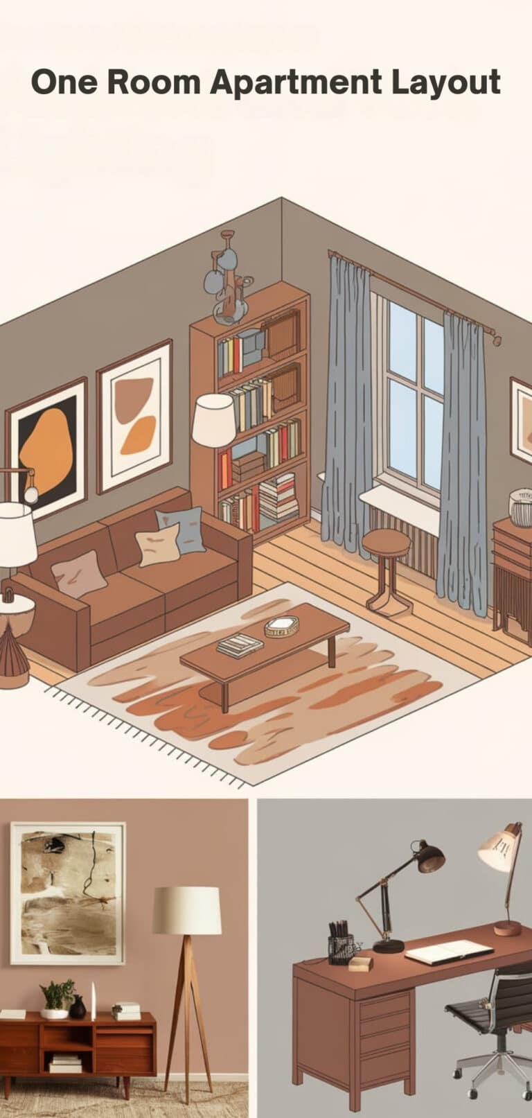 16 Smart One Room Apartment Layout Ideas - The Mega Mom