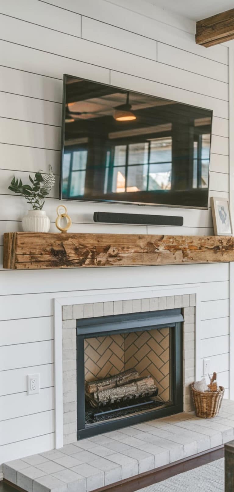 15 Stunning Shiplap Fireplace with TV Ideas - The Mega Mom