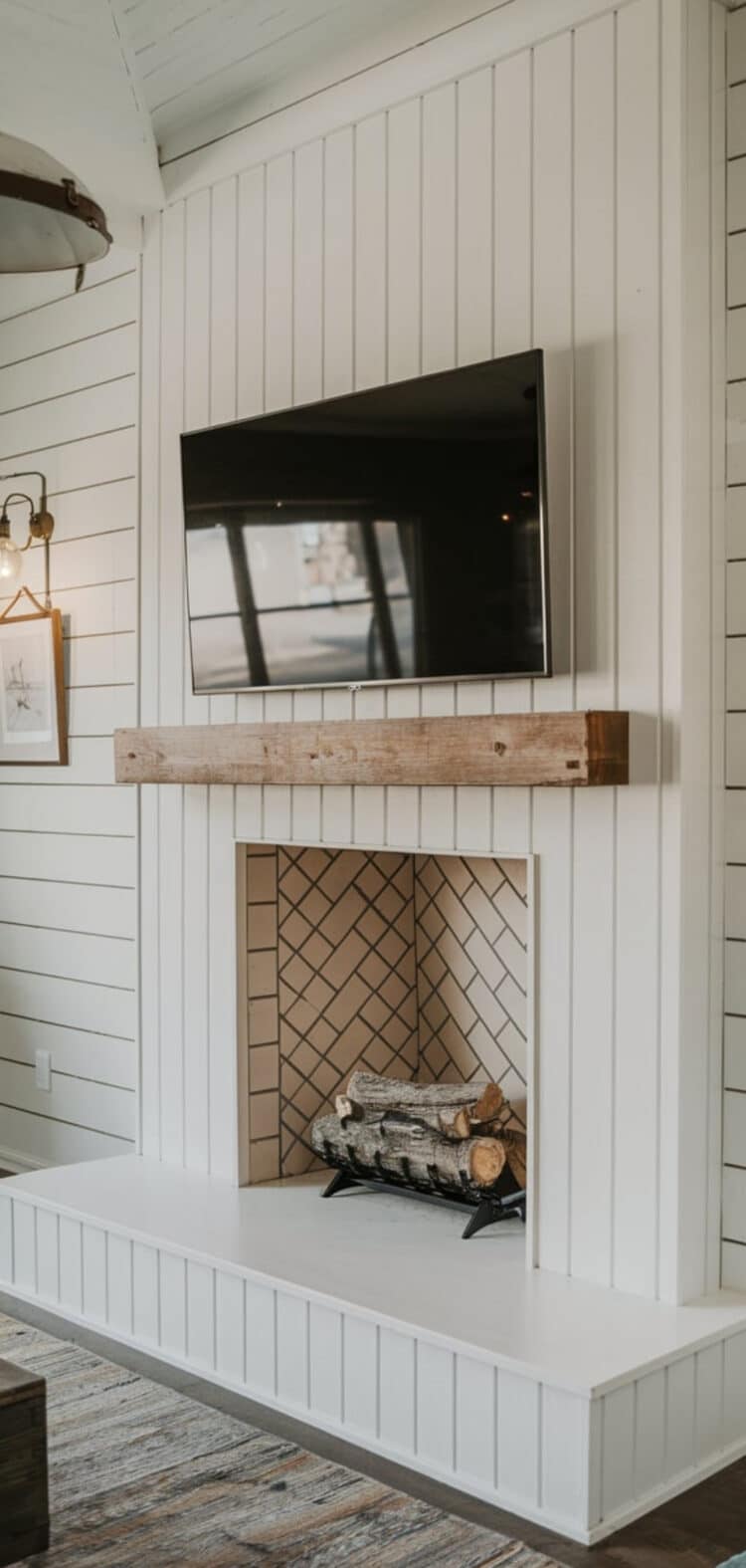 15 Stunning Shiplap Fireplace with TV Ideas - The Mega Mom