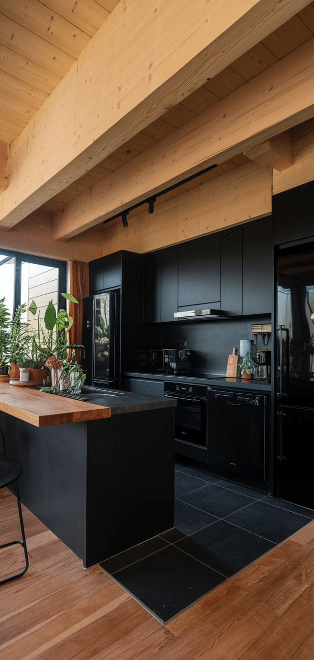 Black and Wood Kitchen