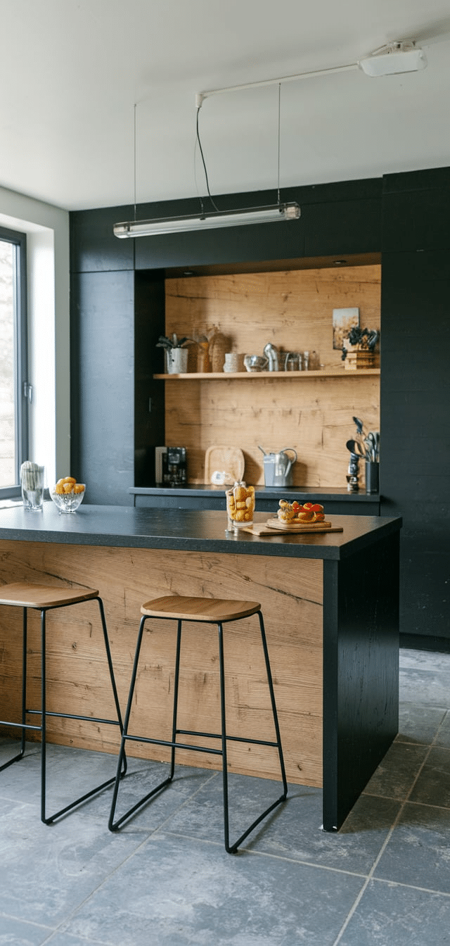 Black and Wood Kitchen