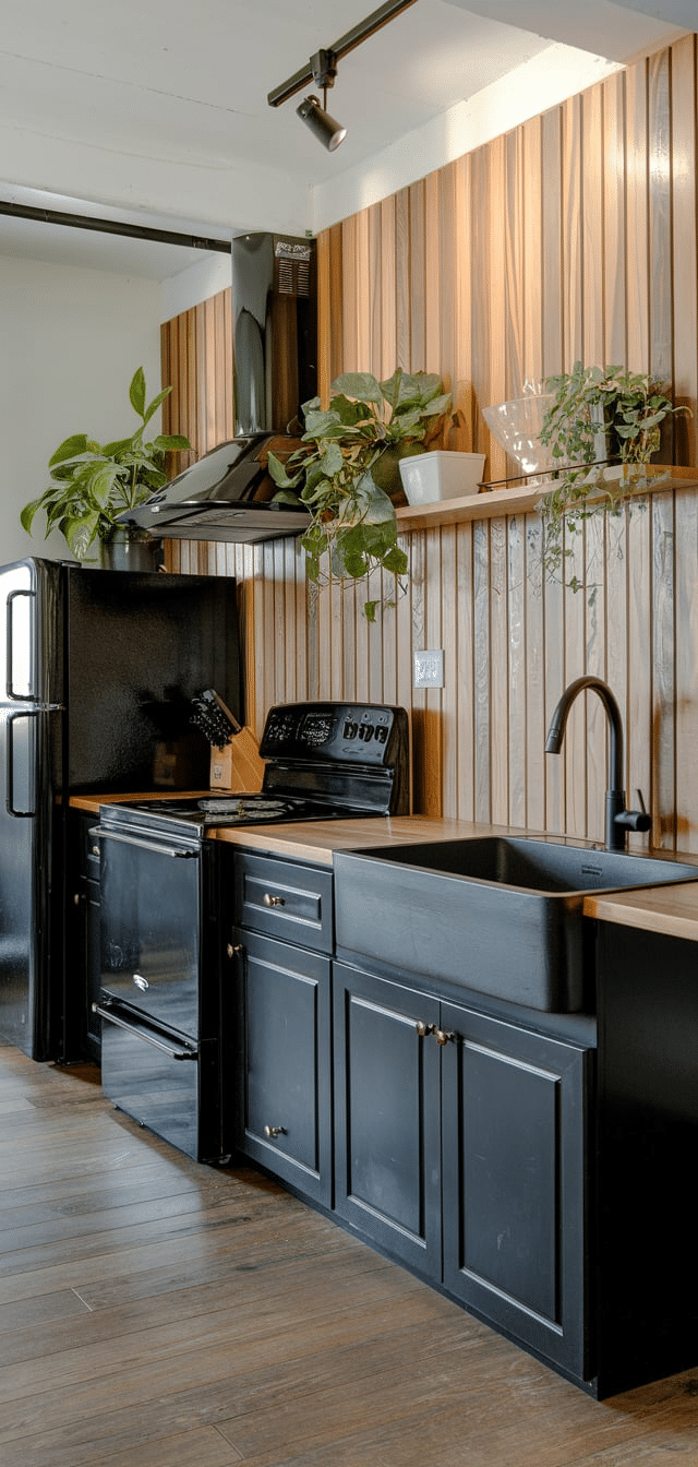 Black and Wood Kitchen