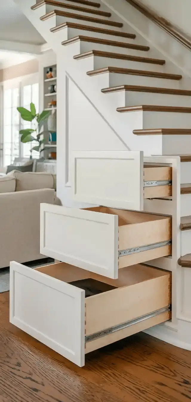 Built-In Storage Under Stairs