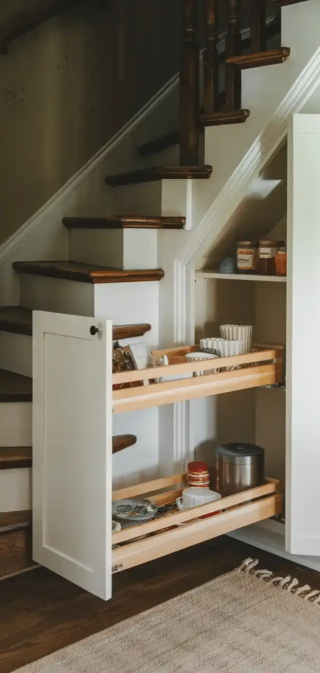 Built-In Storage Under Stairs