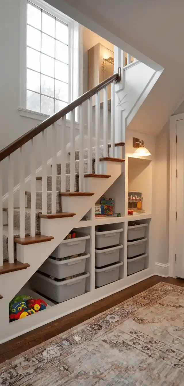 Built-In Storage Under Stairs