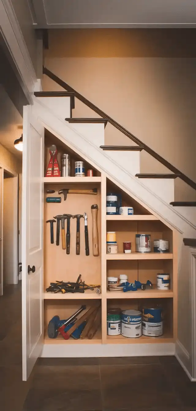 Built-In Storage Under Stairs
