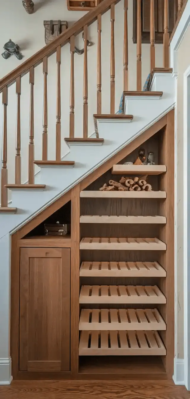 Built-In Storage Under Stairs