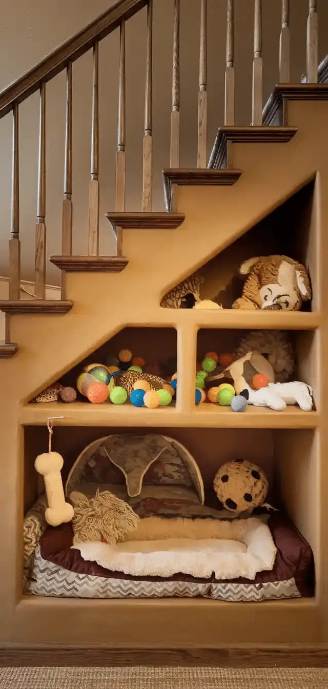Built-In Storage Under Stairs