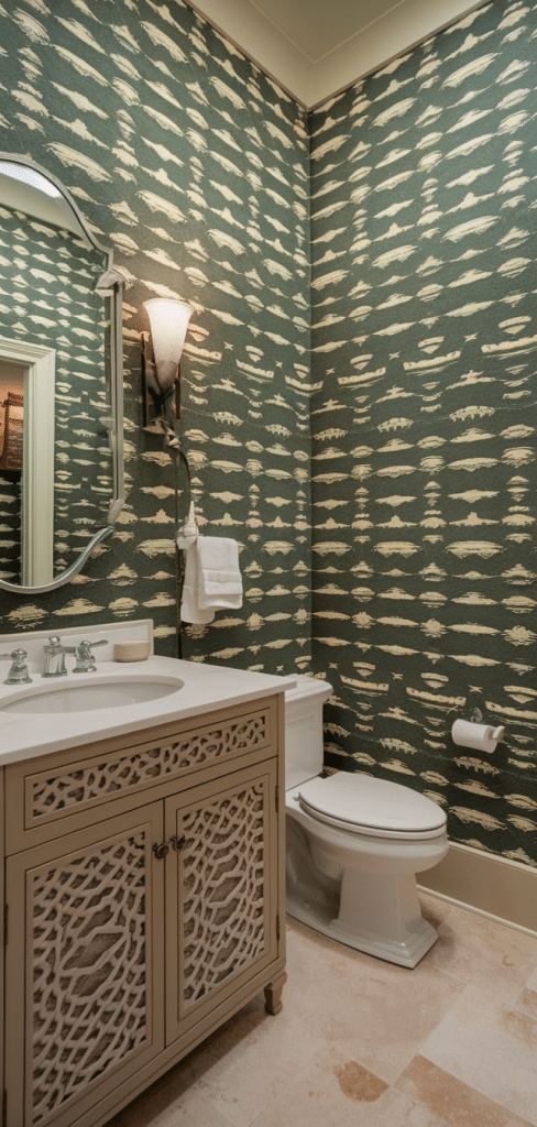 15 Elegant Wallpaper Powder Room Ideas - The Mega Mom