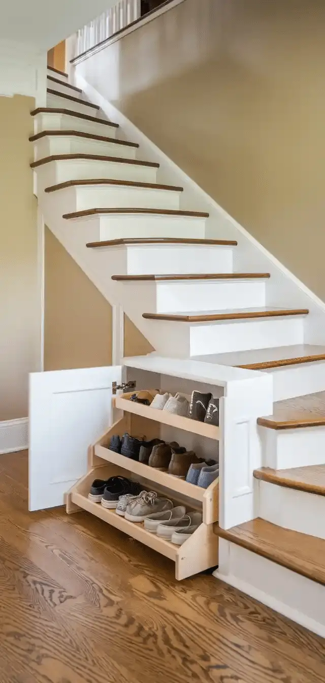 Built-In Storage Under Stairs