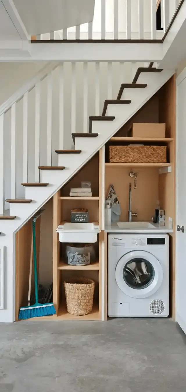 Built-In Storage Under Stairs