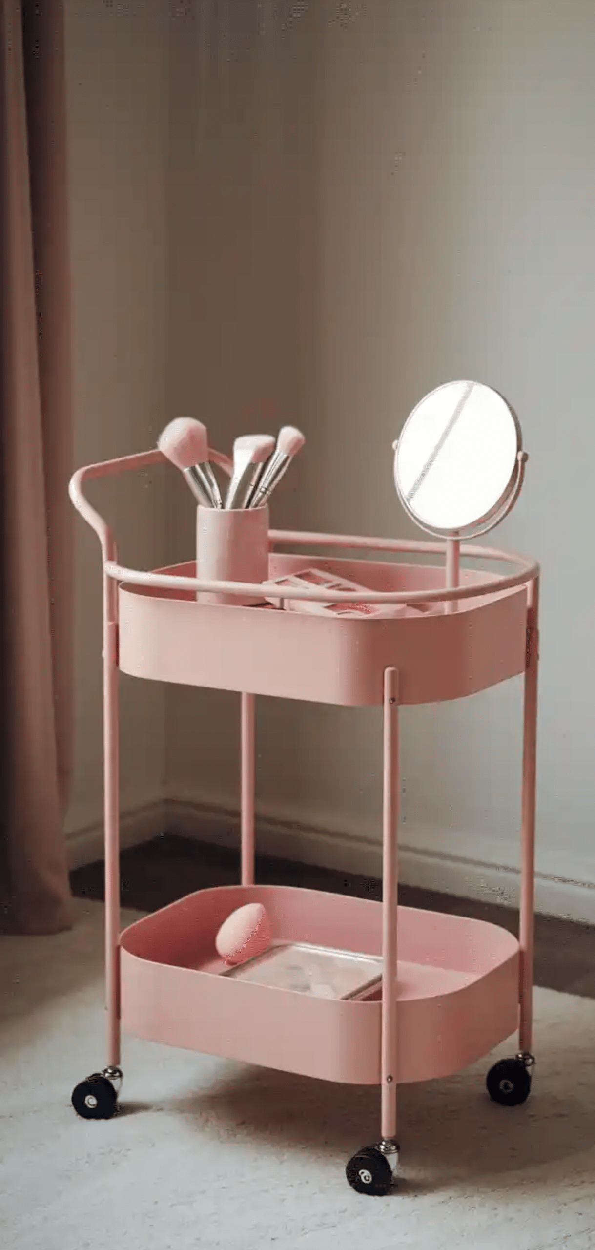 Pink Makeup Vanity Organization Ideas