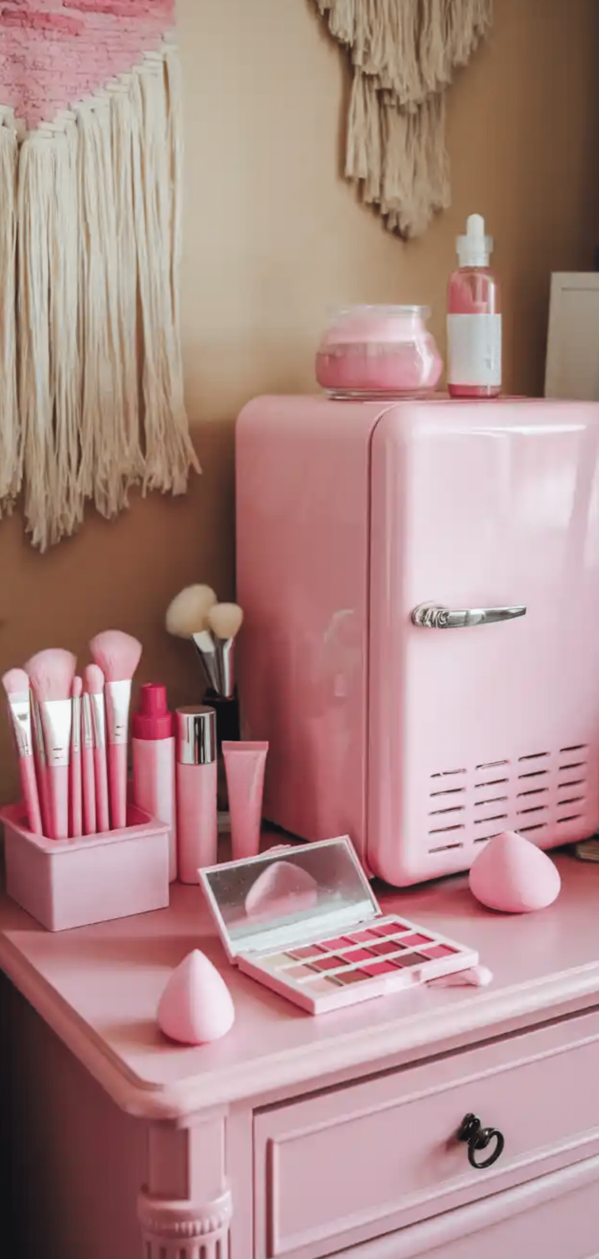 Pink Makeup Vanity Organization Ideas