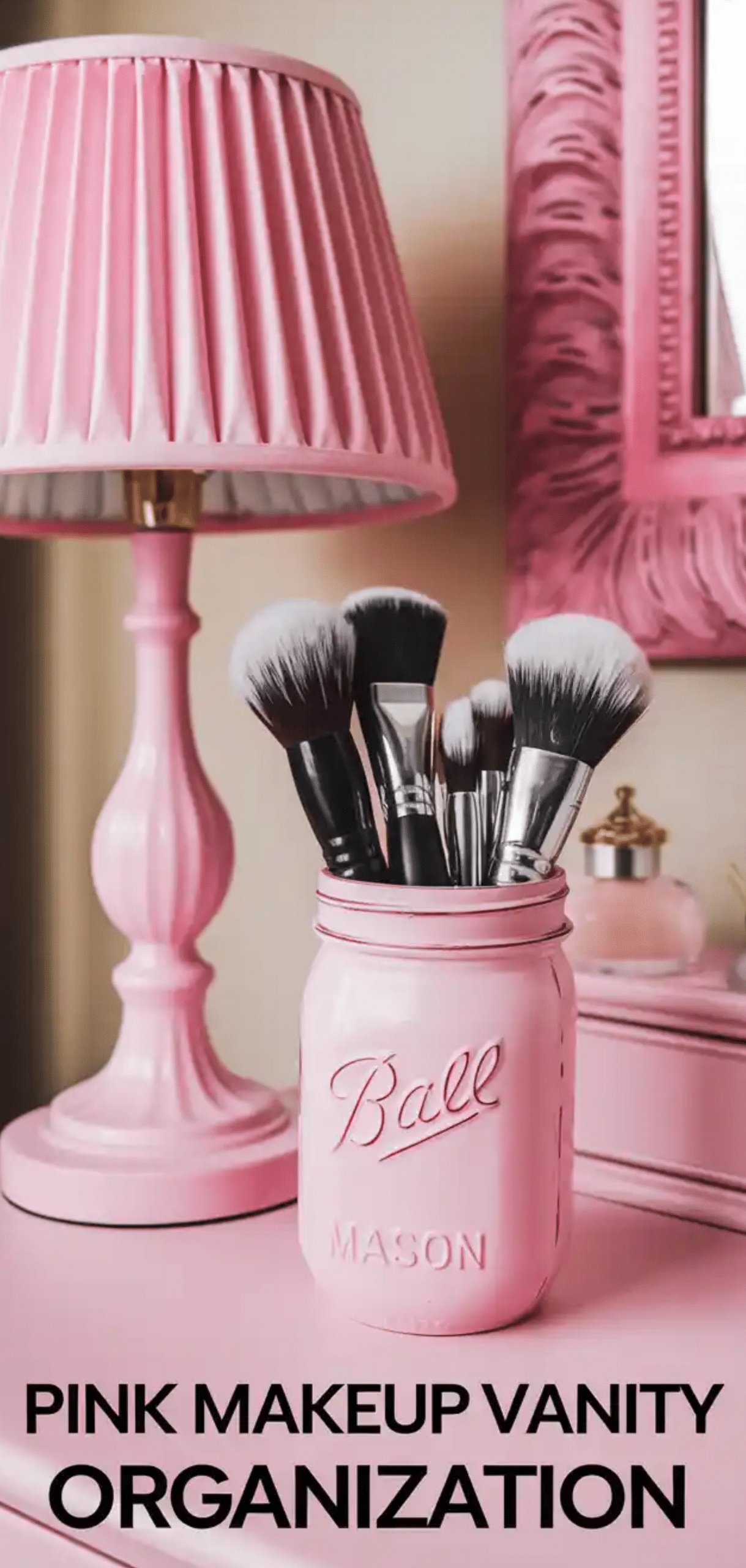 Pink Makeup Vanity Organization Ideas