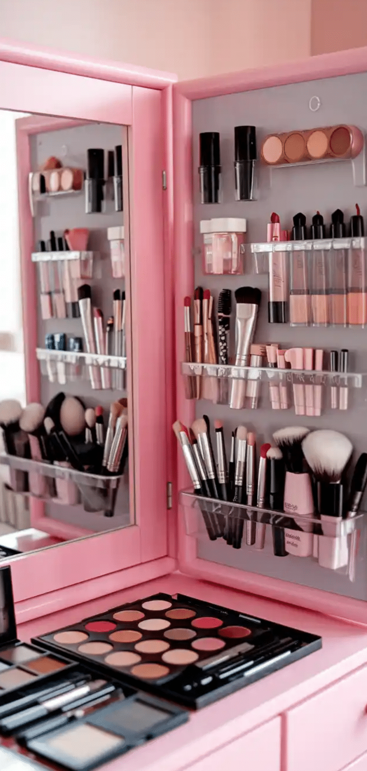 16 Gorgeous Pink Makeup Vanity Organization Ideas - The Mega Mom