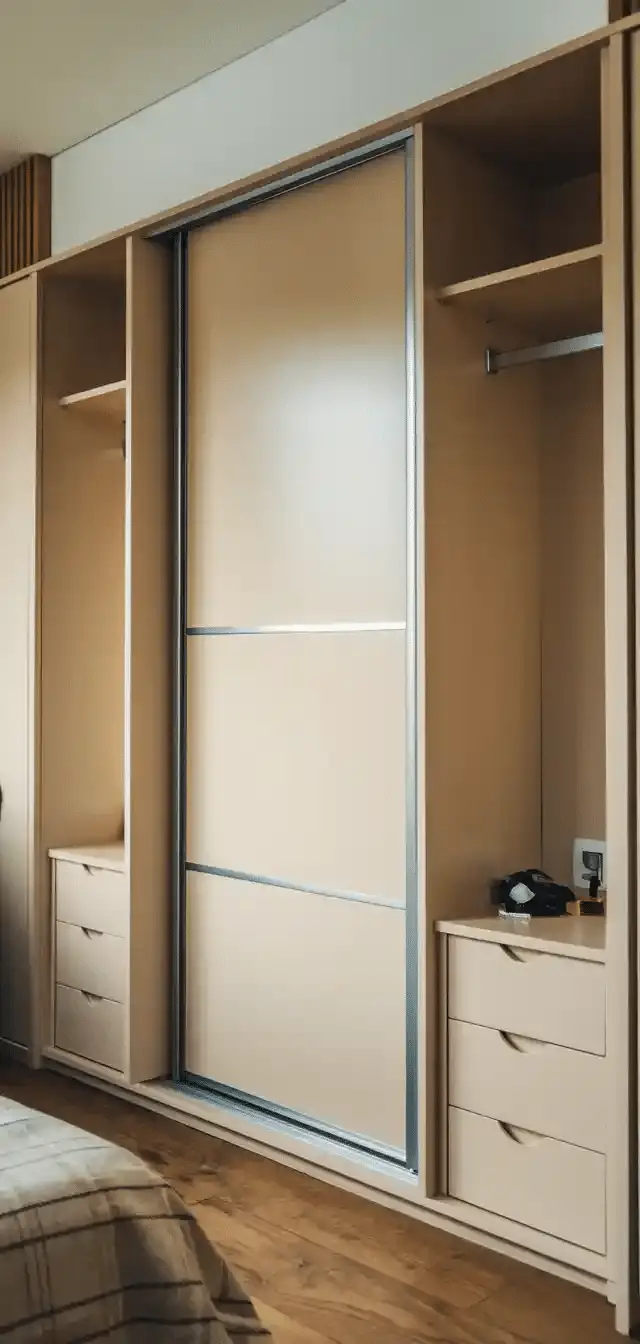 Small Fitted Wardrobe With Bed Side Table