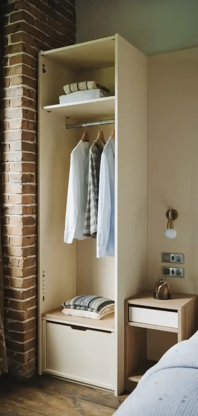 Small Fitted Wardrobe With Bed Side Table