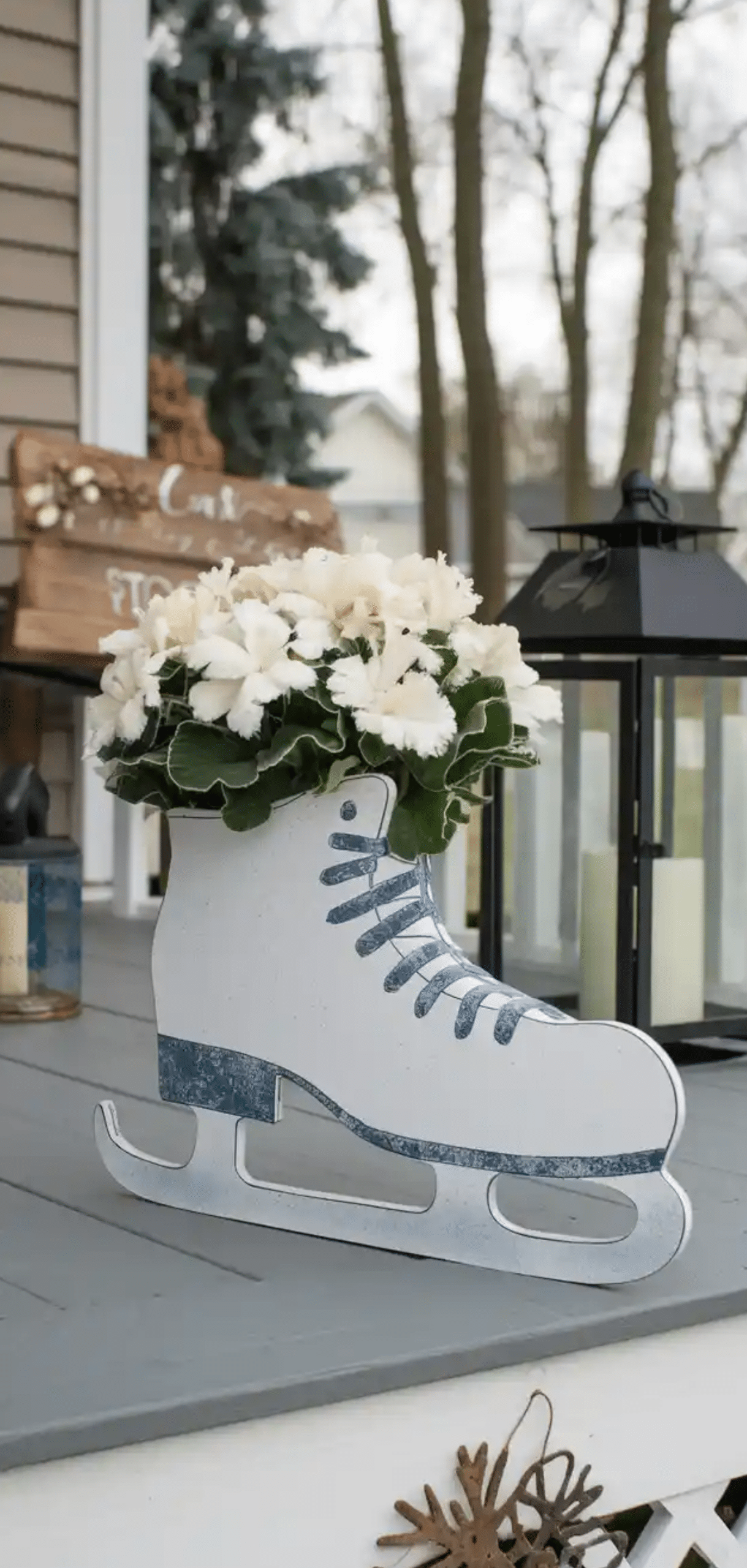 Charming Winter Planter For Front Porch
