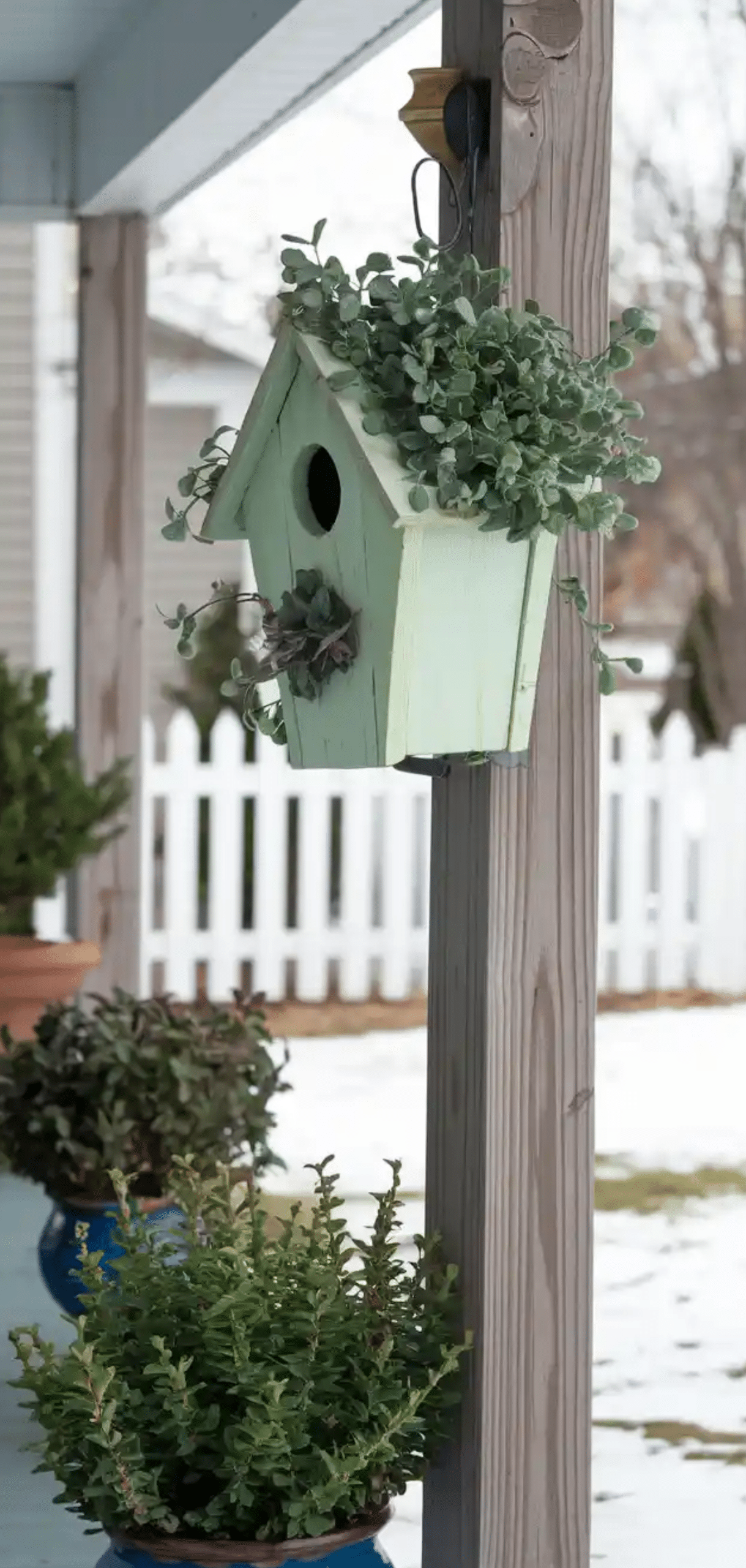 Charming Winter Planter For Front Porch
