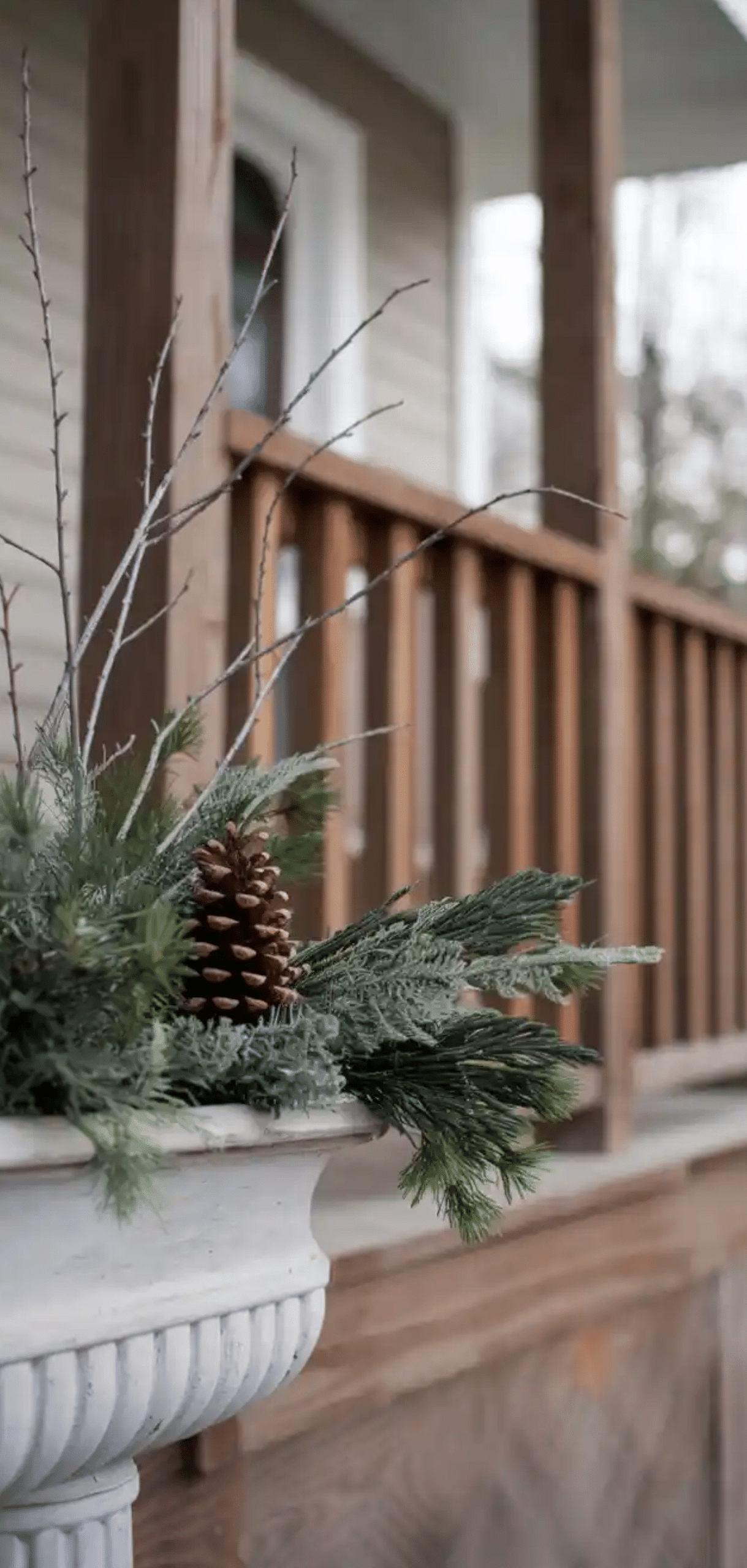 Charming Winter Planter For Front Porch