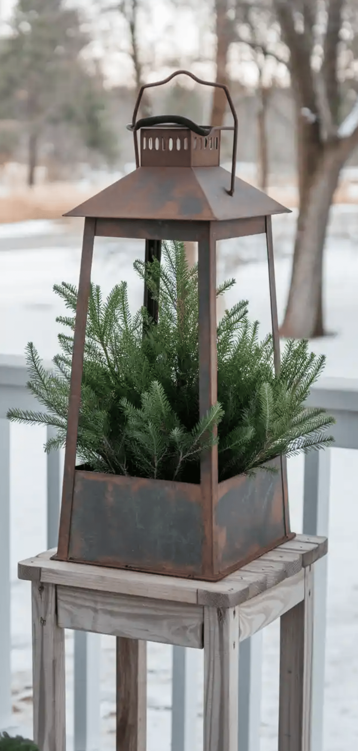 Charming Winter Planter For Front Porch