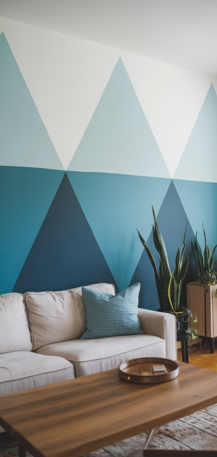 14 Creative DIY Living Room Geometric Accent Wall Ideas - The Mega Mom