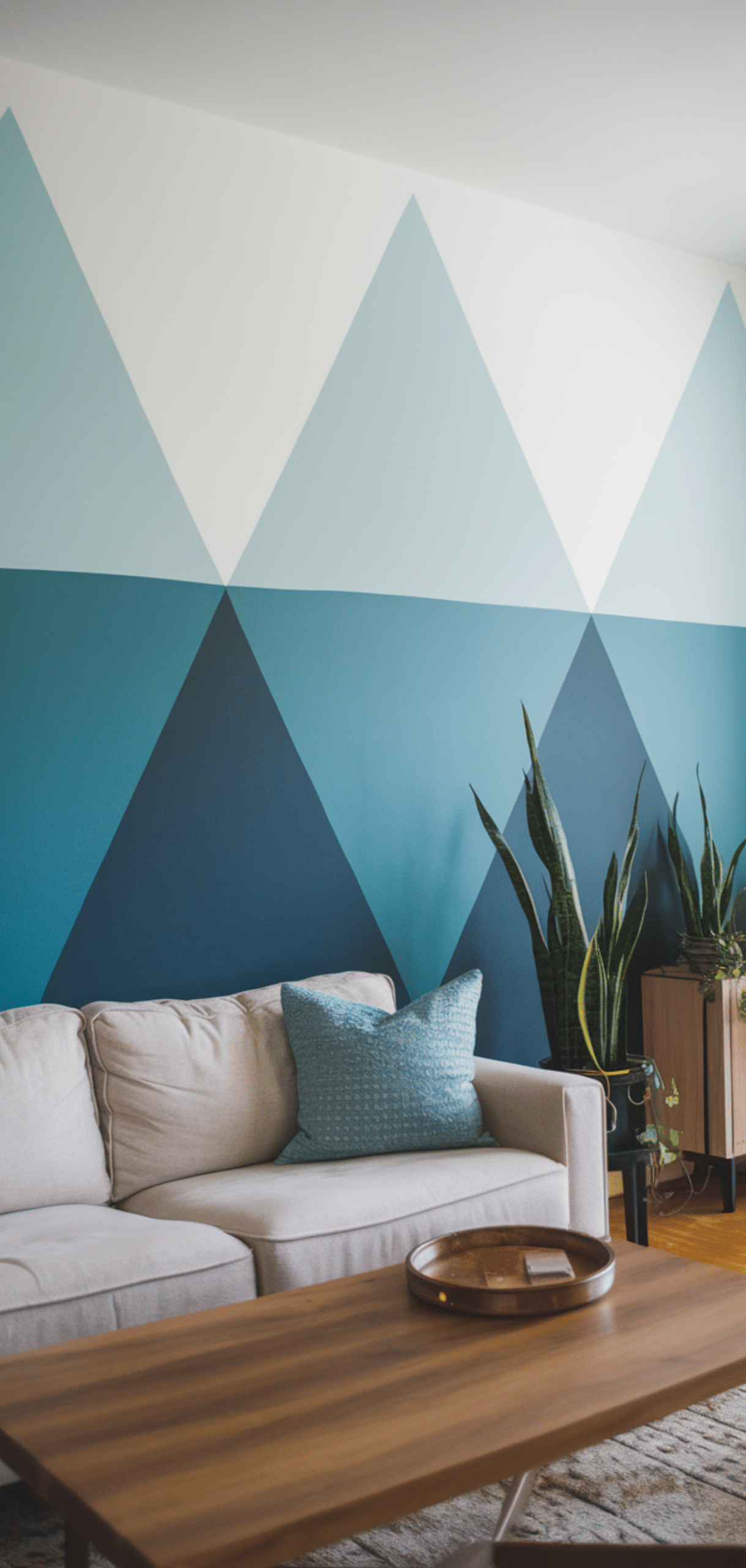 Creative DIY Living Room Geometric Accent Wall Ideas