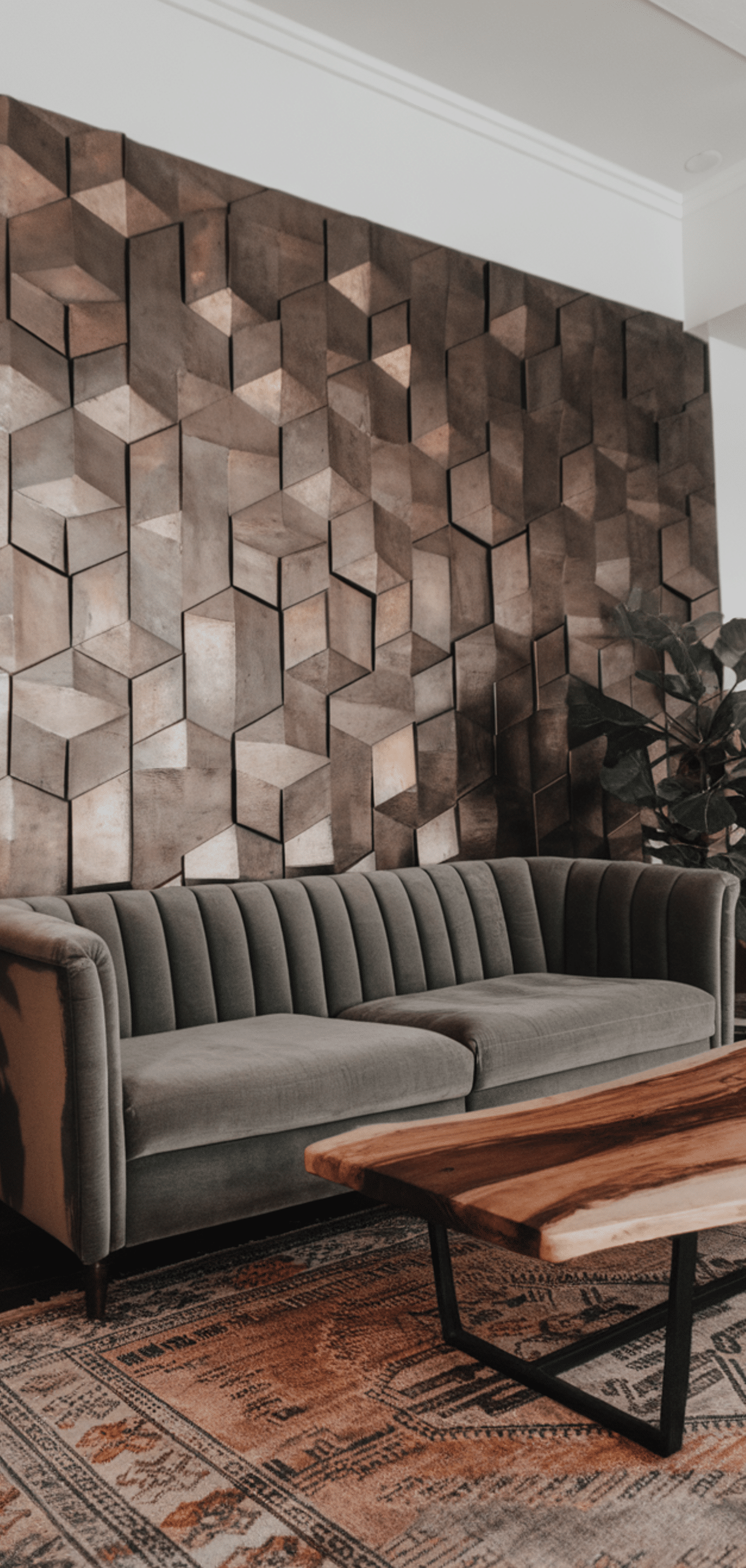 Creative DIY Living Room Geometric Accent Wall Ideas
