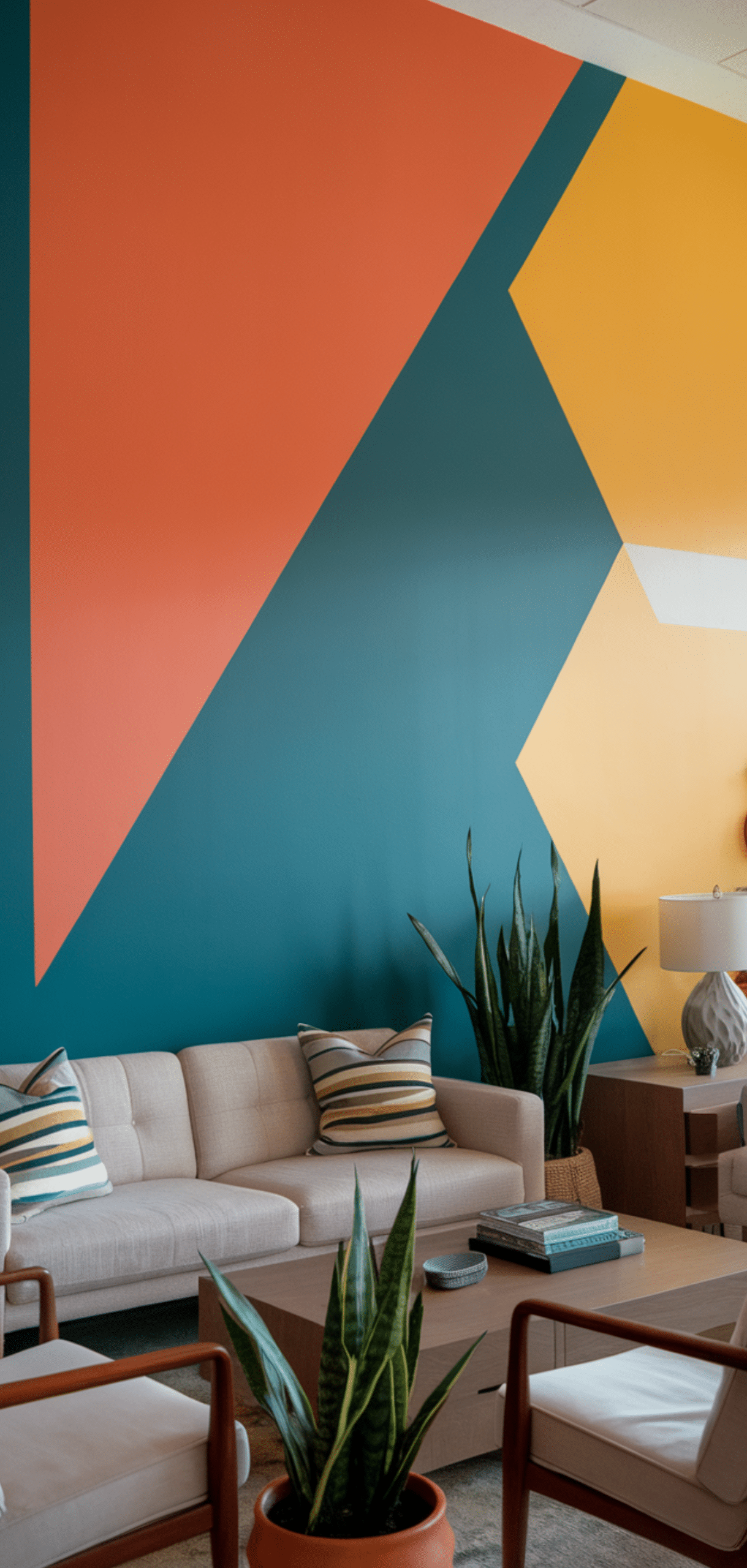 Creative DIY Living Room Geometric Accent Wall Ideas