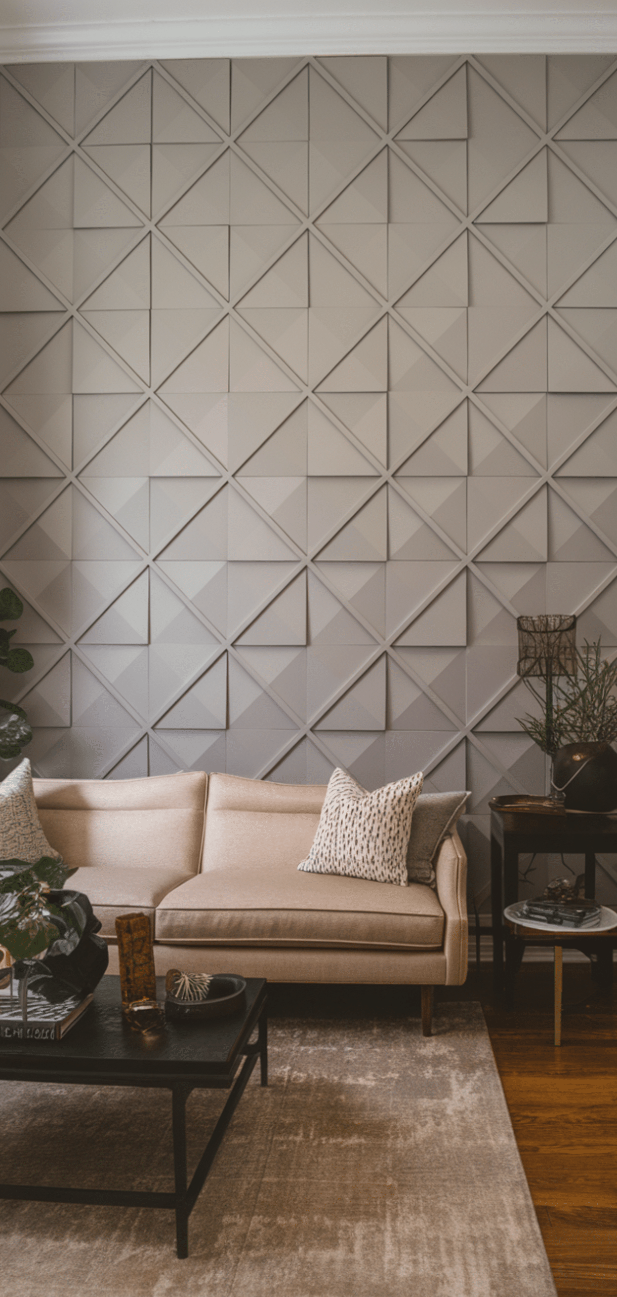 Creative DIY Living Room Geometric Accent Wall Ideas