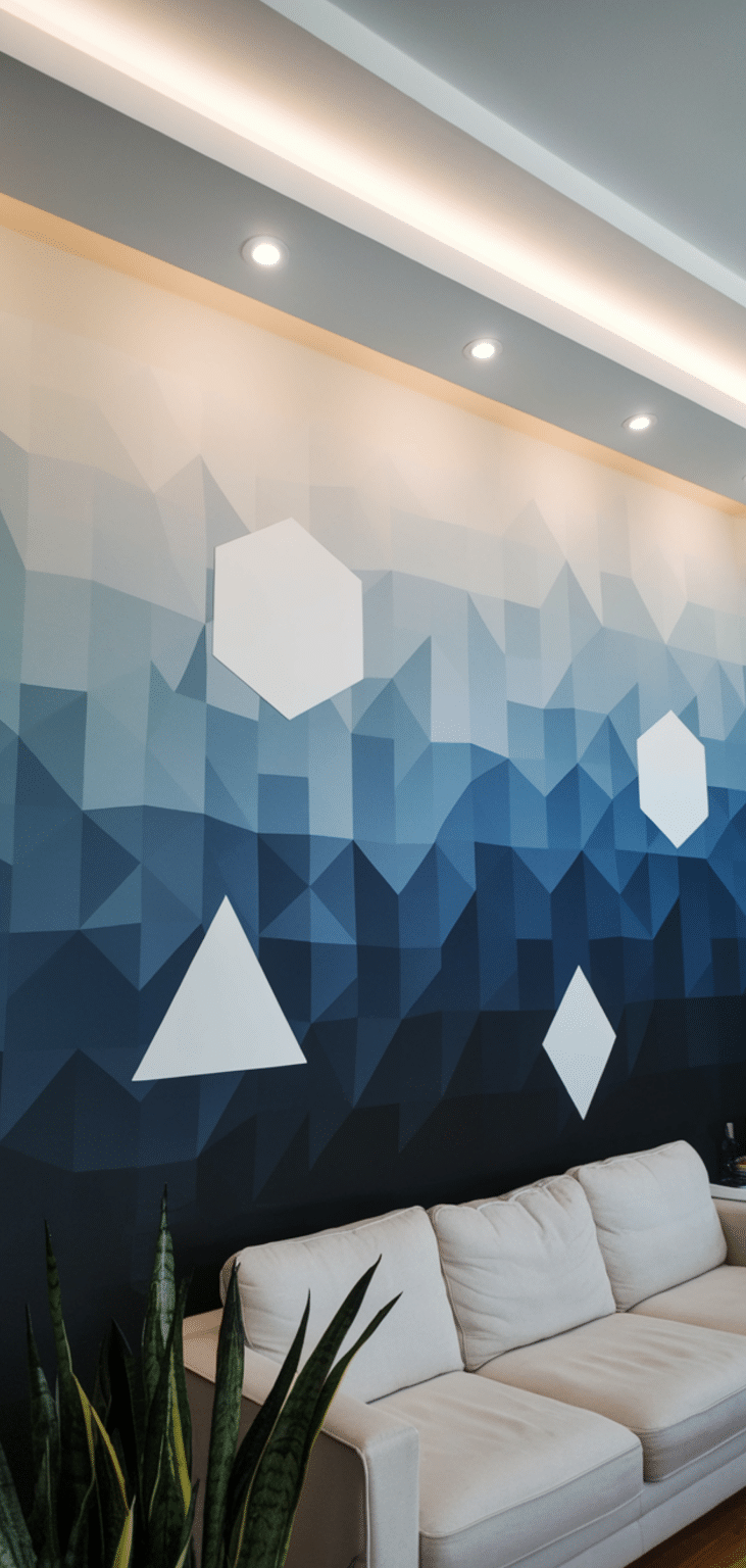 14 Creative DIY Living Room Geometric Accent Wall Ideas - The Mega Mom
