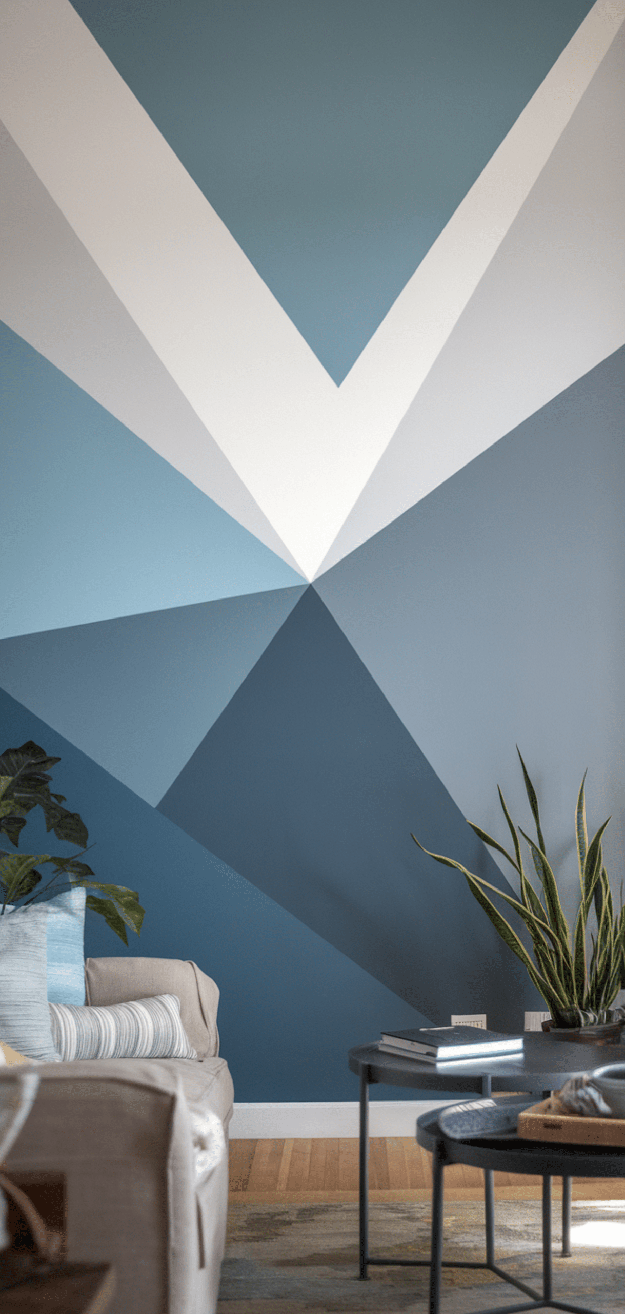 Creative DIY Living Room Geometric Accent Wall Ideas