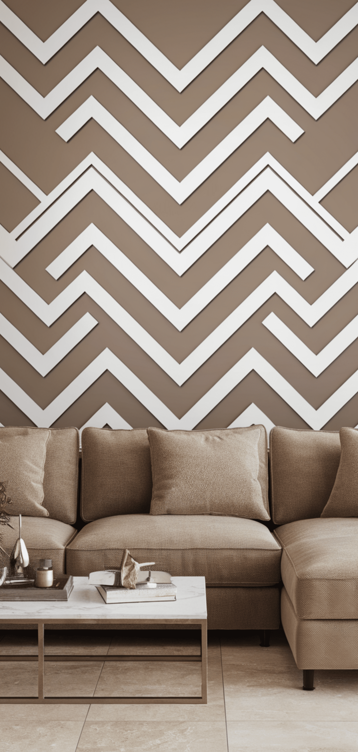 Creative DIY Living Room Geometric Accent Wall Ideas