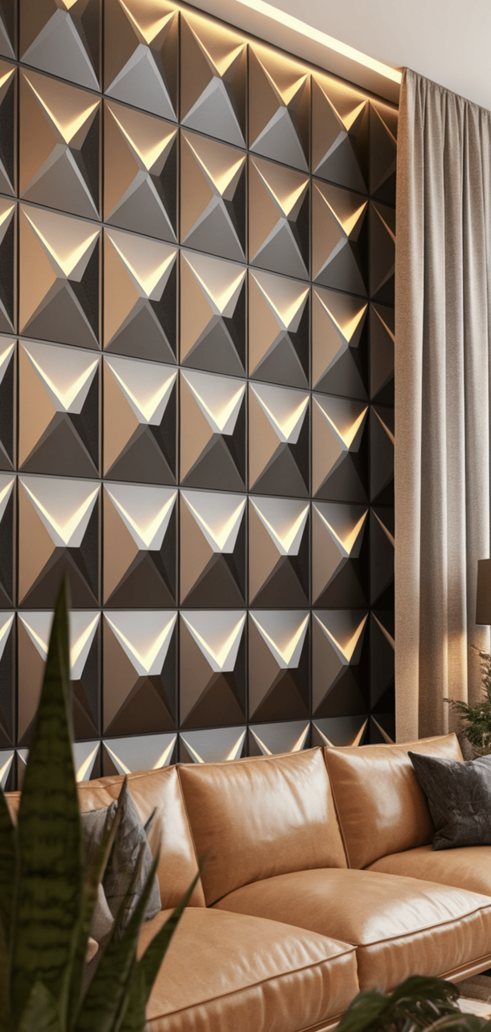 14 Creative DIY Living Room Geometric Accent Wall Ideas - The Mega Mom