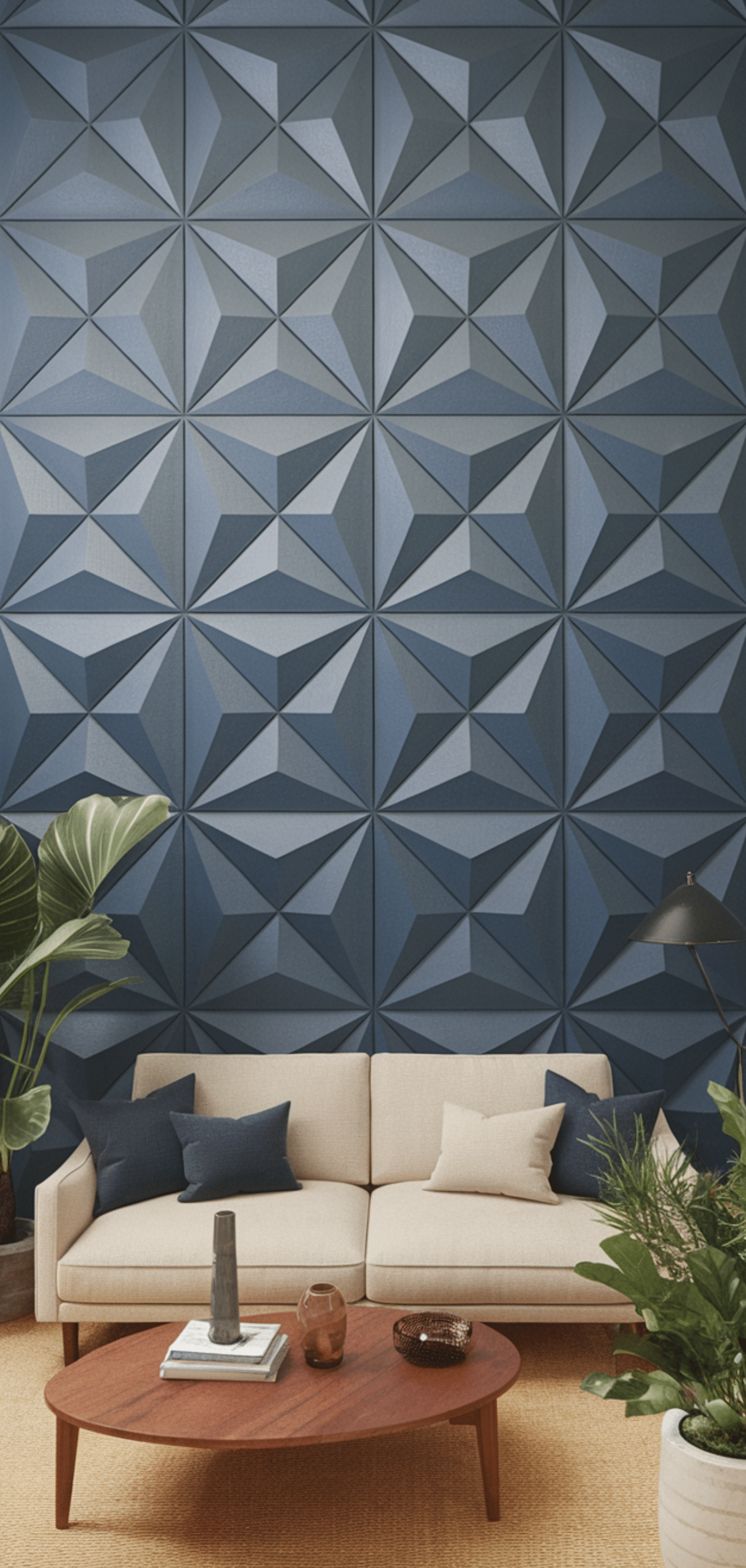 Creative DIY Living Room Geometric Accent Wall Ideas