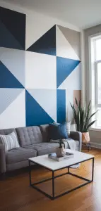 14 Creative DIY Living Room Geometric Accent Wall Ideas - The Mega Mom
