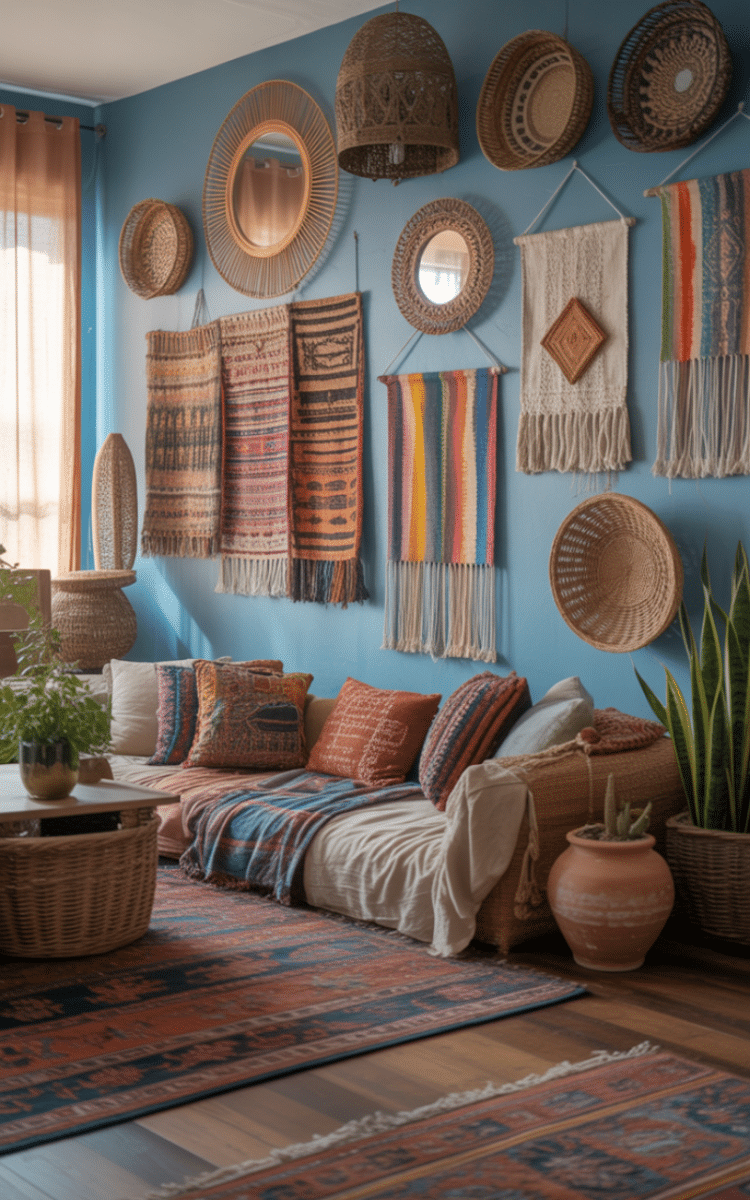 16 Stunning Boho Blue Living Room Ideas - The Mega Mom